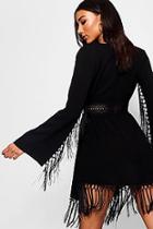 Boohoo Rav Embroidered Tassel Trim Bohemian Midi Dress