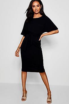 Boohoo Petite Louise Tie Waist Formal Wiggle Dress