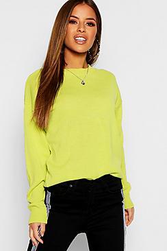 Boohoo Petite Boxy Crew Neck Sweater