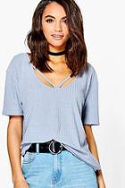 Boohoo Soft Rib Strappy Neck Top