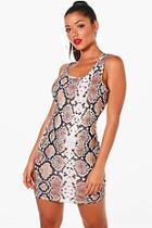 Boohoo Layla Low Back Snake Print Bodycon Dress