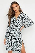 Boohoo Woven Tie Belt Leopard Maxi Shirt Dress
