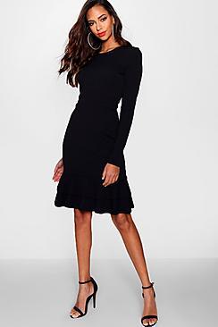 Boohoo Tall Tammy Ruffle Hem Dress