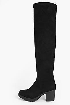 Boohoo Martha Block Heel Over The Knee Boot