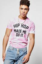 Boohoo Pink Tie Dye 'hip-hop' Crew Neck T-shirt Pink