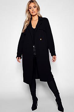 Boohoo Plus Longline Horn Button Duster