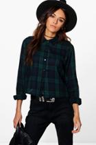 Boohoo Cailtin Checked Crop Shirt Multi