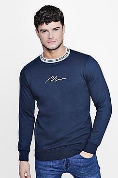 Boohoo Contrast Rib Man Signature Sweater