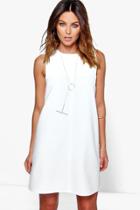 Boohoo Abbey Tab Side Shift Dress White
