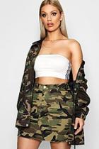 Boohoo Plus Sara Camo Denim Skirt