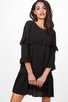 Boohoo Shay Frill Detail 3/4 Sleeve Shift Dress