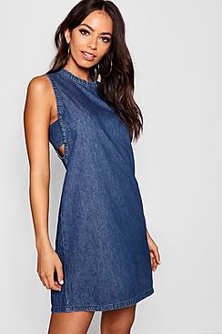 Boohoo Side Tab Denim Dress