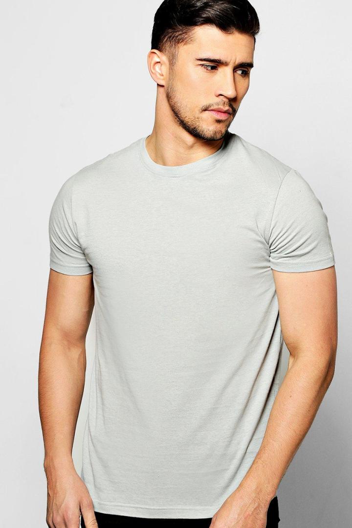 Boohoo Basic Crew Neck T Shirt Silver