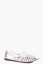 Boohoo Clara Leather Woven And Plaited Strap Ballet White
