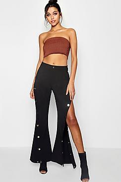 Boohoo Brooke Popper Flare Trouser