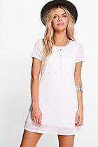 Boohoo Arianna Cap Sleeve Lace Trim Shift Dress