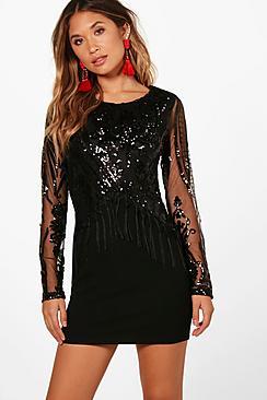 Boohoo Boutique Sequin Print Bodycon Dress