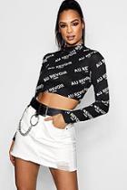 Boohoo Lydia Au Revoir All Over Print High Neck Crop
