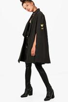 Boohoo Alicia Wool Military Cape With Badges