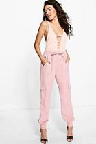 Boohoo Royah Soft Touch Pocket Side Woven Joggers