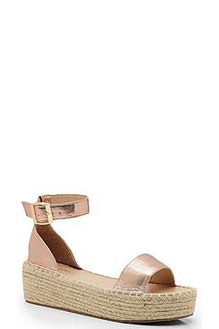 Boohoo 2 Part Metallic Espadrille Flatforms