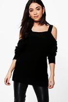 Boohoo Anna Strap Cold Shoulder Jumper