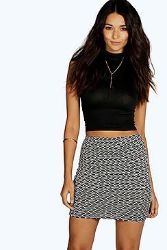 Boohoo Savannah Monochrom Jacquard Mini Skirt