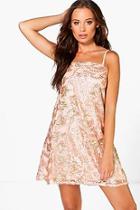 Boohoo Boutique Janey Sequin Embroidered Shift Dress