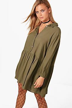 Boohoo Sophia Smock Shirt Dress
