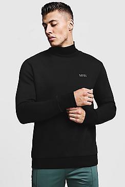 Boohoo High Neck Man Sweater With Rib Detail