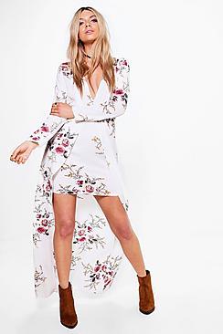 Boohoo Kassie Floral Mixi Hem Maxi Dress