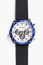 Boohoo Blue Metallic Faced Watch With Black Straps Black