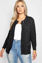 Boohoo Plus Button Detail Chunky Cable Cardigan