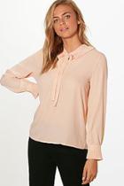 Boohoo Harriet Ruffle Neck Tie Detail Shirt