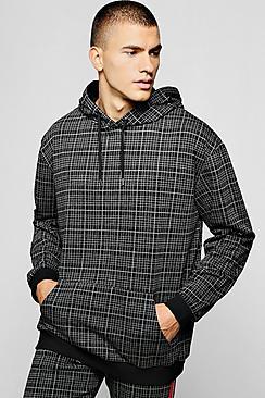 Boohoo Oversized Check Jacquard Hoodie