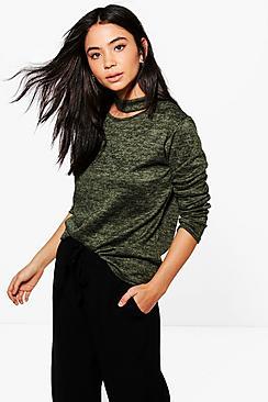 Boohoo Molly Choker Detail Sweatshirt