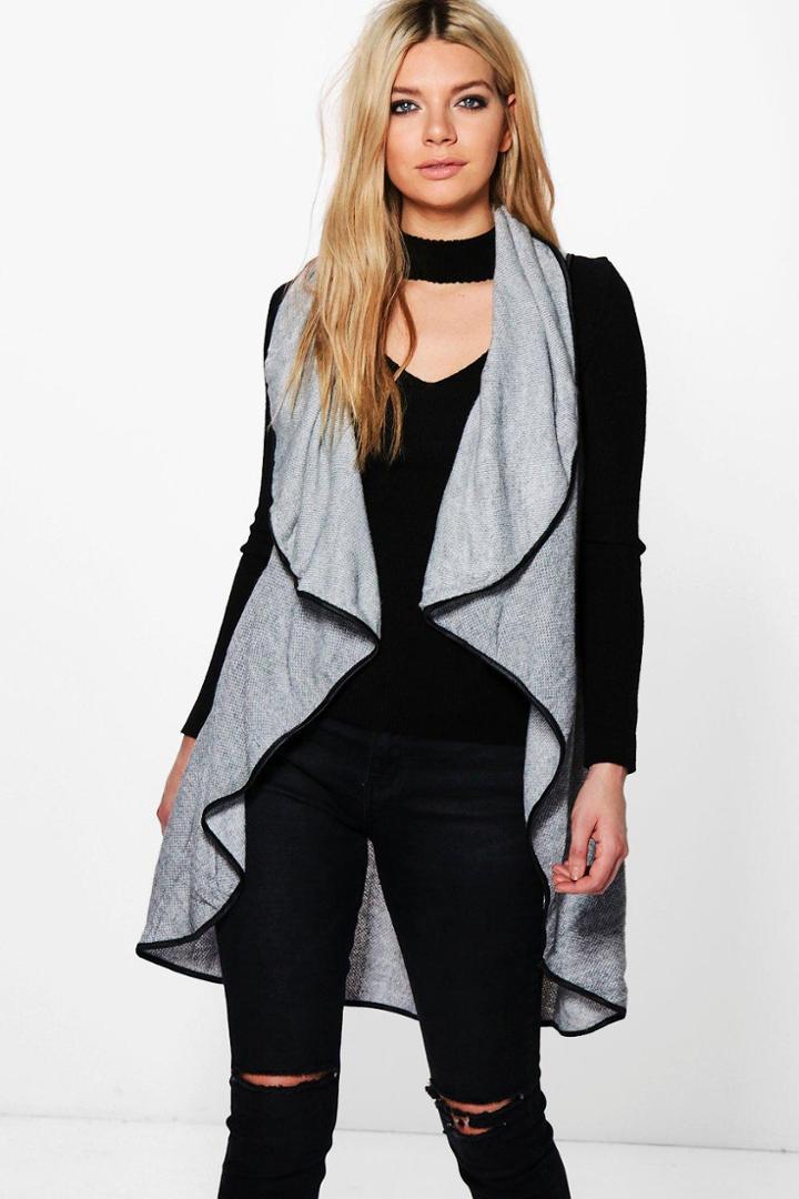 Boohoo Sophie Waterfall Jacket Grey