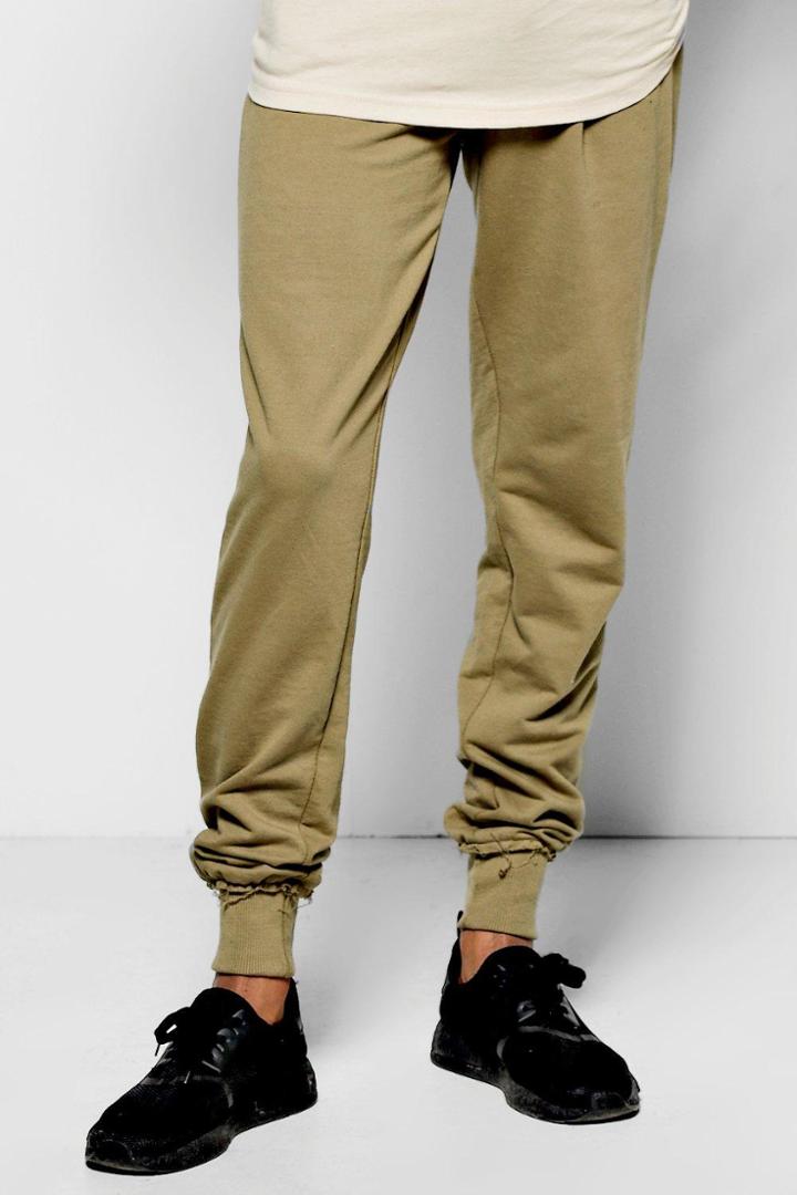 Boohoo Skinny Fit Joggers With Zip Pockets Khaki