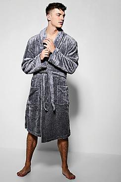 Boohoo Charcoal Fleece Dressing Gown