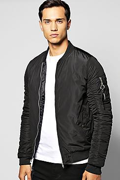 Boohoo Ma1 Bomber With Rouched Sleeves