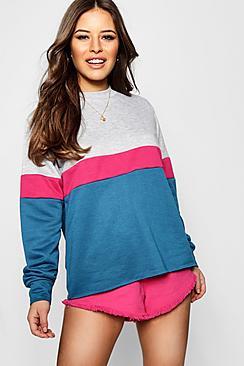 Boohoo Petite Vicky Colour Block Sweat Top