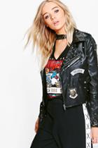 Boohoo Sophie Studded Leather Jacket Black