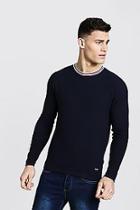 Boohoo Textured Knitted Jumper With Striped Rib