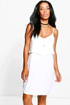 Boohoo Paige Strappy Cami Overlay Skater Dress White