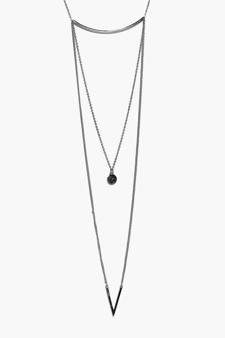 Boohoo Lacey Choker And Skinny Layered Necklace Set Silver