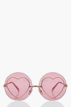 Boohoo Scarlet Coloured Heart Sunglasses