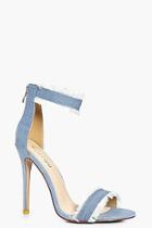 Boohoo Laila Frayed Edge Denim Two Part Heels