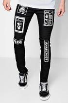 Boohoo Super Skinny Jeans With Punk Patchwork