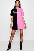 Boohoo Nina Whatever Colour Block T Shirt Dress