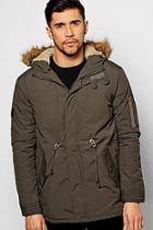 Boohoo Faux Fur Hooded Parka With Borg Lined Hood
